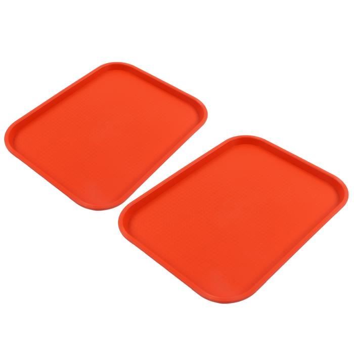 Lot De 2 Plateaux De Service Antidérapants Rectangulaires 45x32 Cm – Grand Format Plastique Robuste