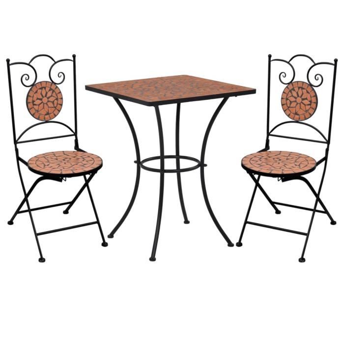 ensemble canapes - mobilier de bistro 3 pcs mosaïque carreau céramique terre cuite - dio7380740052303