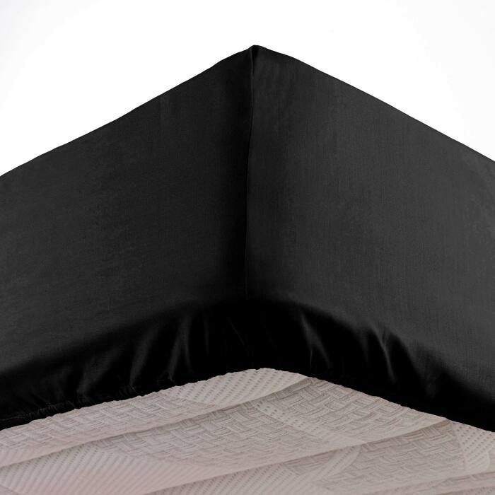 Drap housse 2 personnes 140 x 190 cm microfibre unie oscar Noir