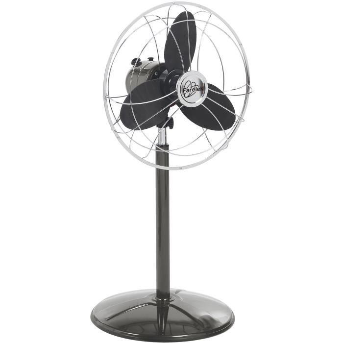 SAGUARO- Ventilateur sur pied Ø40cm 40W rétro indus anthracite et chrome