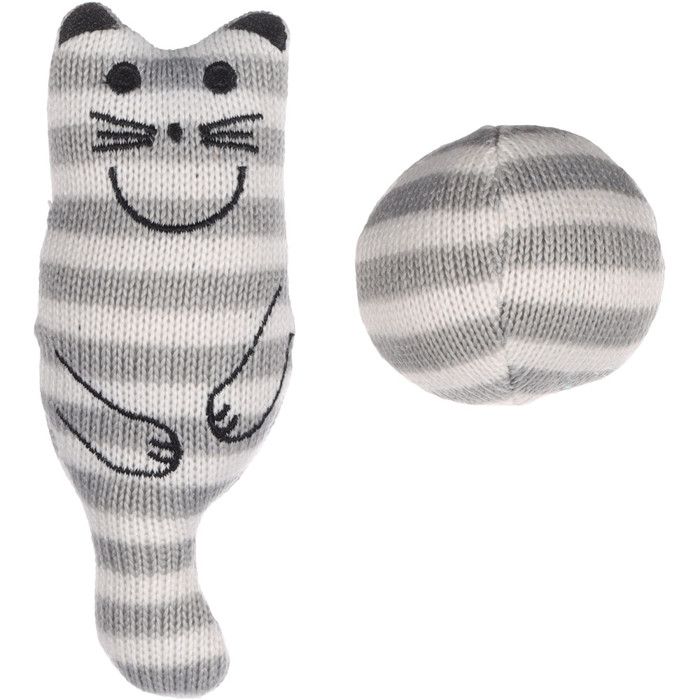 Jouet Chat Gris + balle avec Catnip 13 cm x 3 cm pour chat - Flamingo