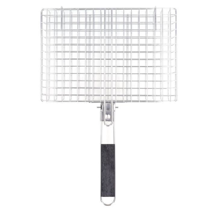 Panier Barbecue Pliable Avec Poignée Bois - Grande Grille Pour Poisson, Légumes, Crevettes & Steak