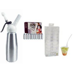 Lacor Siphon Épicurien 1L Inox 18/10 - Mousses Chaudes & Froides + 3 Buses + Brosse