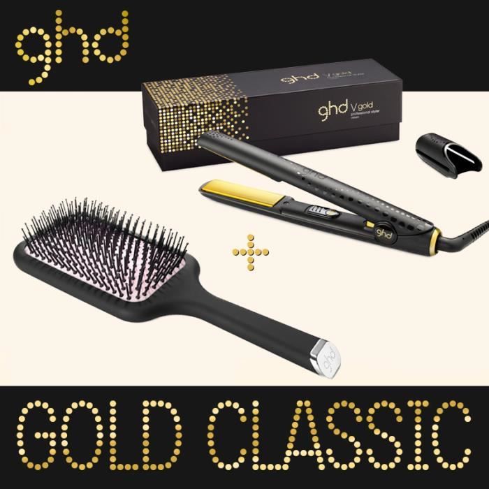 Ghd fer a lisser classic plaque moyenne + brosse paddle pink