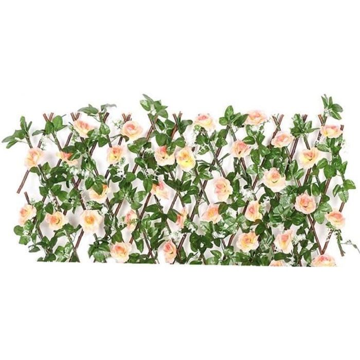 Clôture en bois artificiel rétractable Trellis clôture avec des fleurs