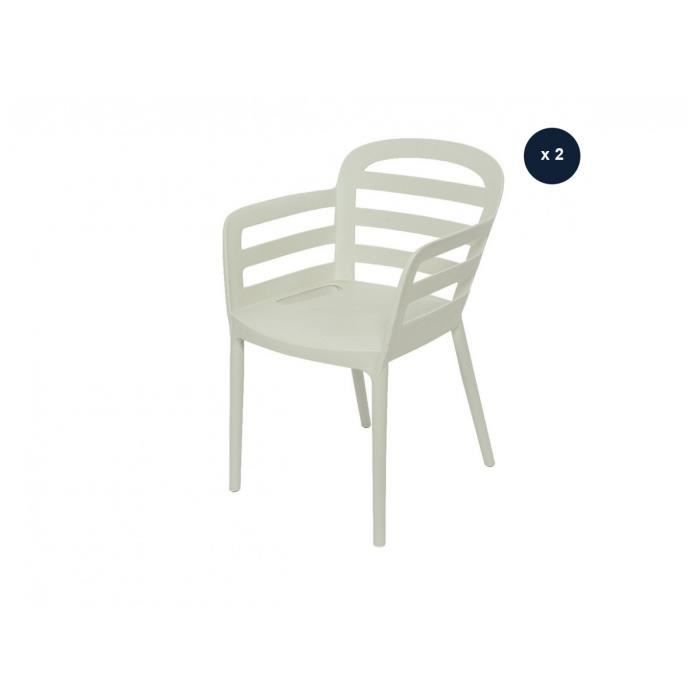 lot de 2 chaises de jardin plastique boston - jardideco - blanc - 55 x 60 x 79 cm