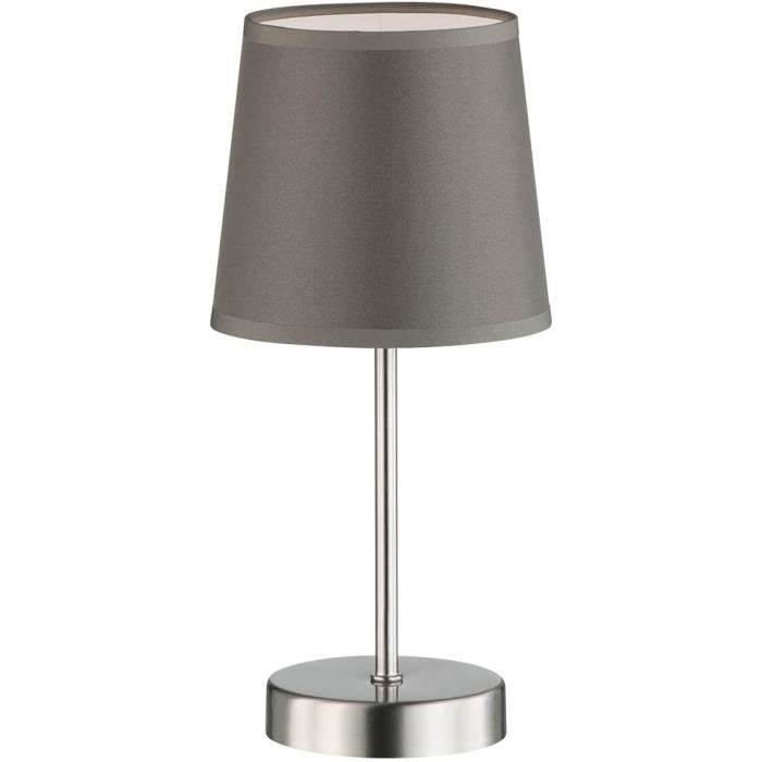Lampe de table clair, gris, abat-jour en tissu hauteur 32 cm
