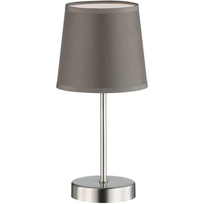 Lampe de table clair gris abat-jour en tissu hauteur 32 cm