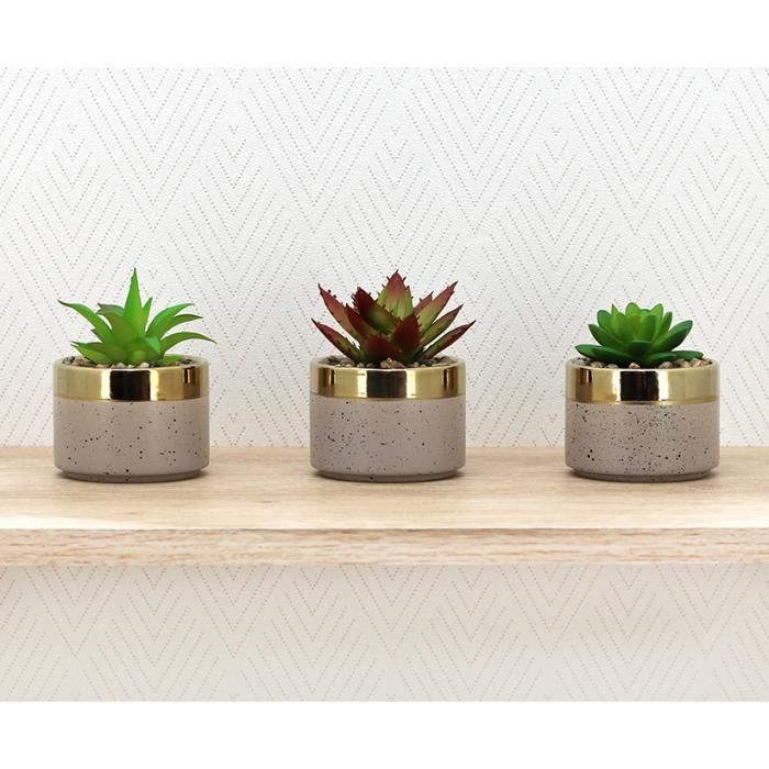 Lot de 3 vases muraux décoratifs pour plantes d'intérieur cactus plantes succulentes bronze métal plantes artificielles et plus 