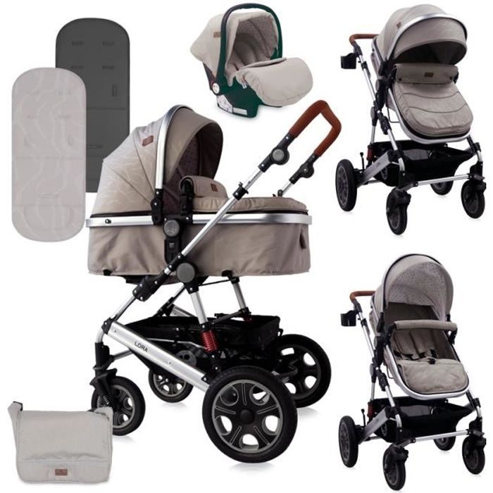 Poussette combinée trio 3 en 1 - siège auto 0m – nacelle – jusqu’à 22kg -  rose - Premium