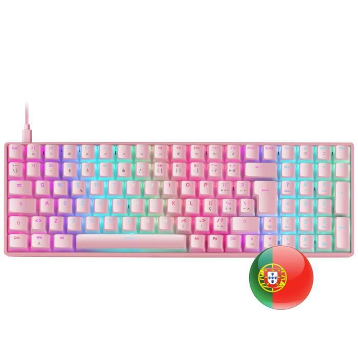 Mars Gaming MKULTRA - Clavier mécanique compact rose RGB 96% - Switch Outemu SQ Rouge - Portugais + US