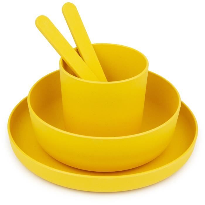 Set vaisselle en silicone lot de 4 pièces Beaba jaune
