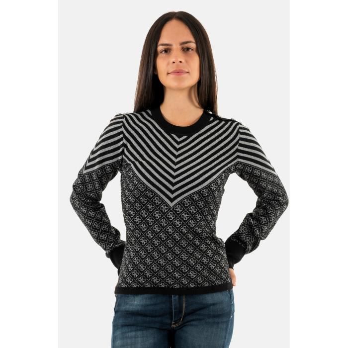 Pull hiver GUESS JEANS Renee F9P8 Col roule Detail en lurex Femme Noir Cdiscount Pret a Porter