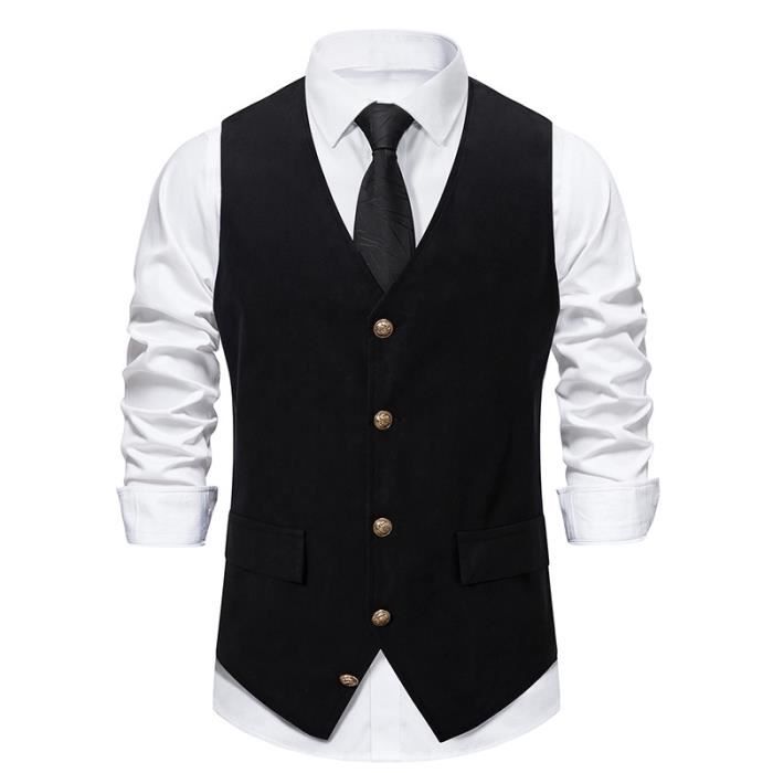 Gilet De Costume Homme Slim Col V Sans Manche Business Casual