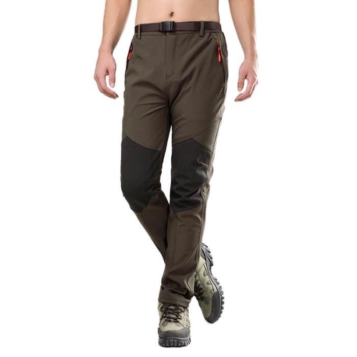 Homme Doubl/é Polaire Imperm/éable Pantalon Softshell Coupe-Vent Outdoor Camping Randonn/ée Trekking Ski Pantalon