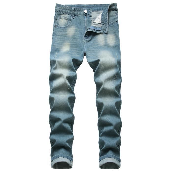 Jeans Homme Radar Troué Taille 34 Regular - Coupe Droite Bleue, Très Bon état D'occasion