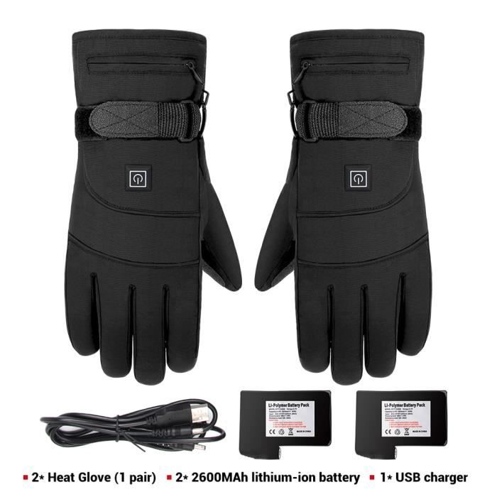 Gants Chauffants électriques USB Pour Moto Hiver, Taille XL, En Cuir Noir