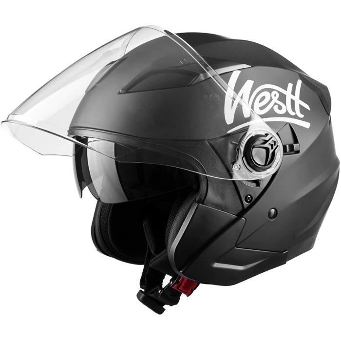 Casque Moto Jet Bluetooth - Double Visière, Certifié ECE - Homme/Femme - Respirant Et Léger
