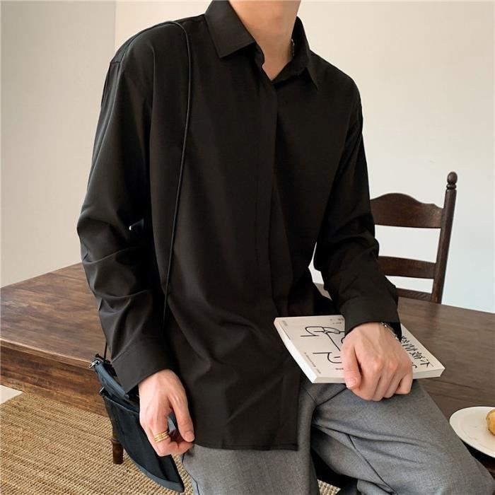 Chemise Chemises Drap es pour Homme de Mode Cor enne Couleur Unie