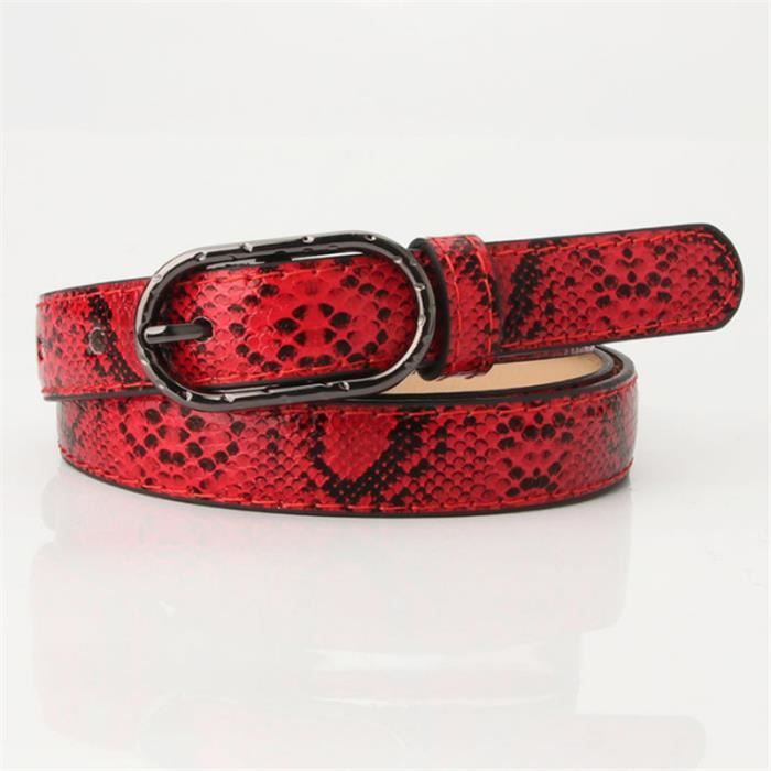 Ceinture Femme KJEHOME Motif serpent rouge Simili cuir Boucle ovale Rouge Cdiscount Pret a Porter