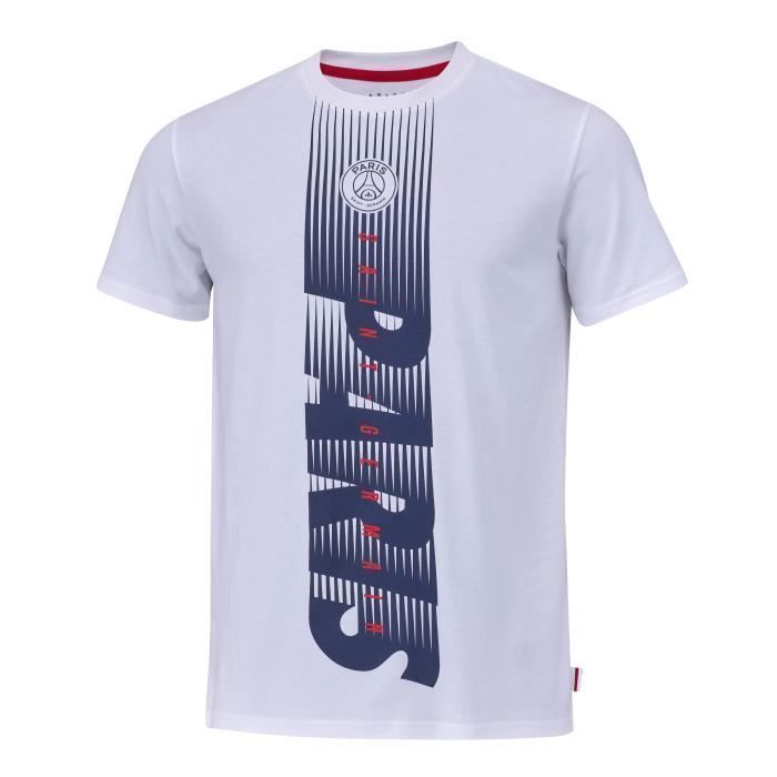 T-Shirt PSG Officiel – Paris Saint-Germain Ligue 1, Coton, Col Rond, Coupe Régulière, Manches Courtes, Taille Adulte