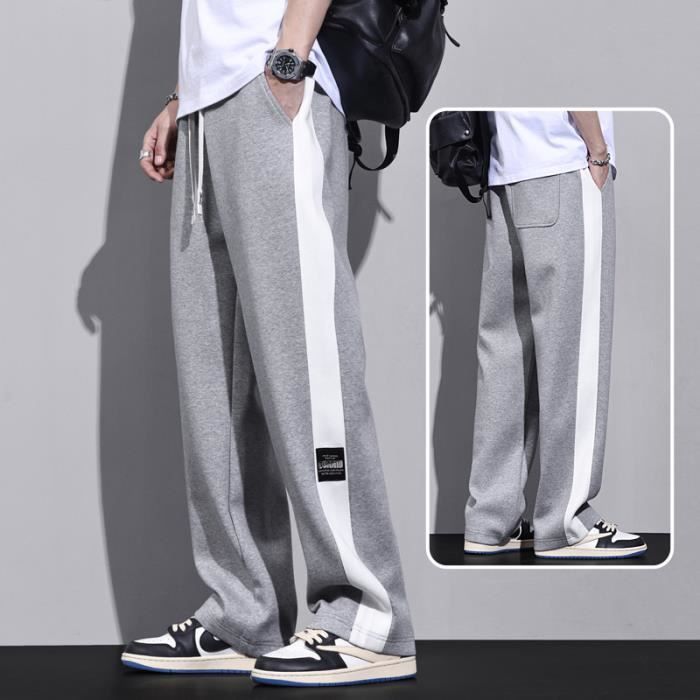 Pantalon Jogging Homme Sport en Coton Confort Coupe Droite Bicolore Blanc Gris Fitness Running Montagne Gris Cdiscount Sport