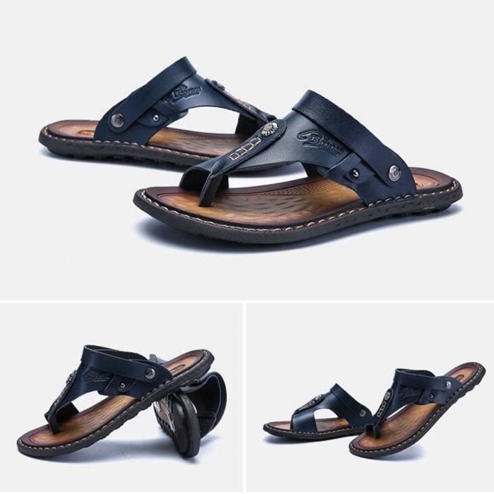 Sandales à Bout Ouvert En Cuir PU Pour Hommes, Chaussures Antidérapantes, Chaussures De Plage, De Marche, D'été, à Prix Réduit, Offre Spéciale