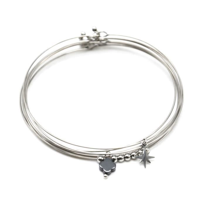 Bracelet Rigide Semainier Vintage - 14 Joncs Argent Et Or - Pour Femme - Parfait état - Bijou Rétro