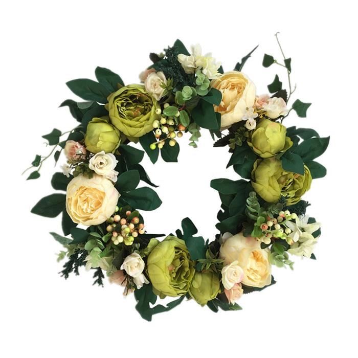 Couronnes de printemps pivoine pour porte d'entrée, couronnes d'été