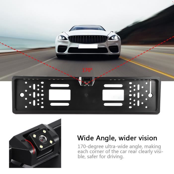 Support Plaque D'Immatriculation Avec Caméra Marche Arrière 4 LED Auto