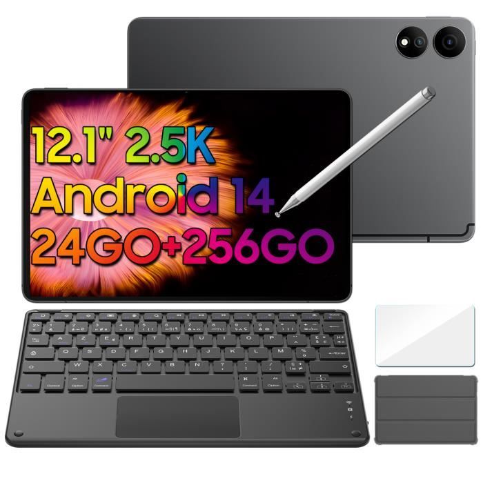 Oscal ELITE1 Tablette Tactile 12.1 Android14 RAM 24Go ROM 256Go-SD 1To 8800mAh(33W) Mode PC WPS Stylet Gratuit Noir Avec Clavier