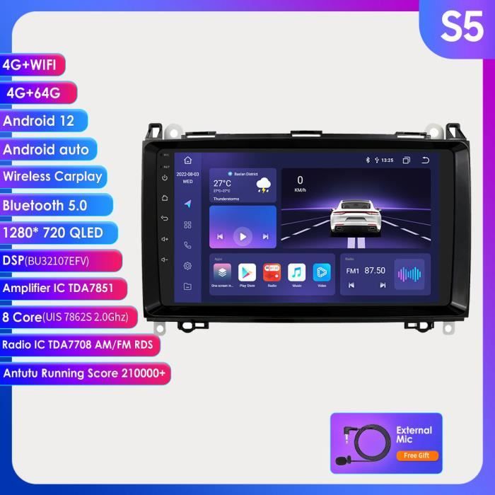 Autoradio Android 13 CAMECHO 9'' Per Mercedes Sprinter W906 W639 Classe A/B W169 W245 (2008-11) - 4+64GB, CarPlay Wireless, GPS, DSP