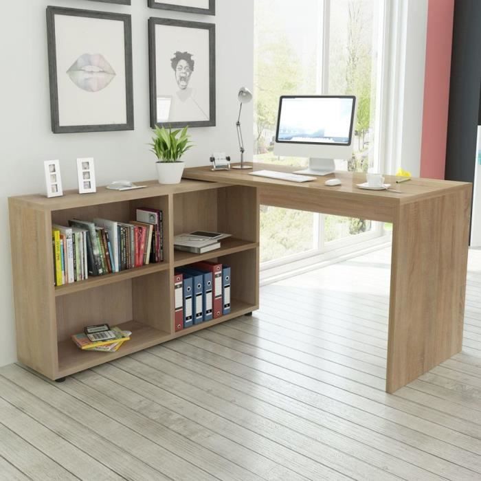 Bureau D Angle 130 X 60 X 75 Cm Ensembles De Mobilier Pour Bureau 4 Etageres Chene Achat Vente Bureau Bureau D Angle 130 X 60 X 75 Soldes Sur Cdiscount Des Le 20 Janvier Cdiscount