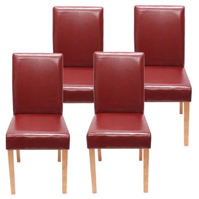 Lot de 4 chaises de salle à manger rouge avec p... - Cdiscount Maison