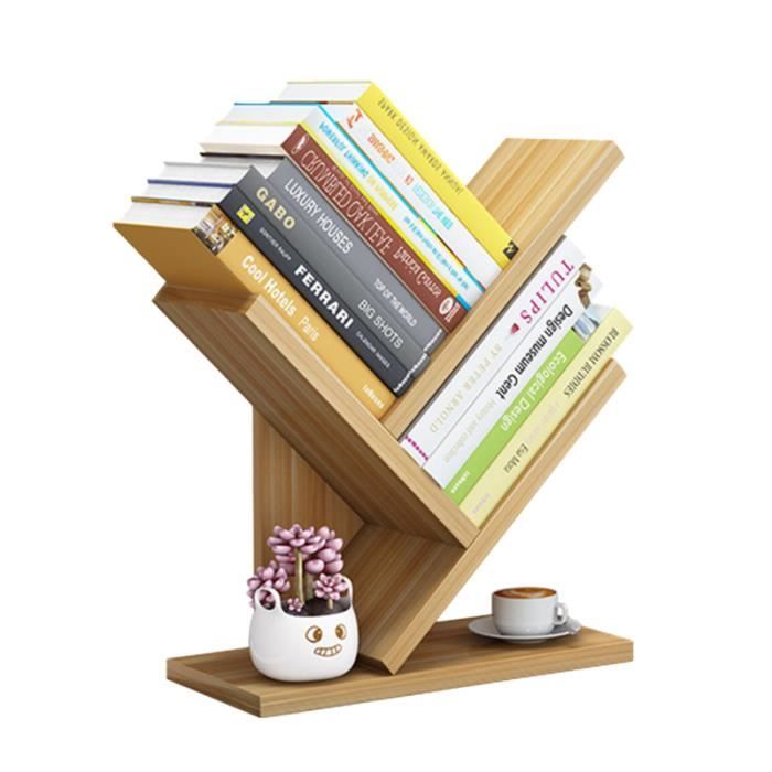 3 Couches Bibliotheques En Bois Arbre De Table Etagere Petite Bibliotheque De Bureau Support De Stockage De Mode Bibliotheque Cdiscount Maison
