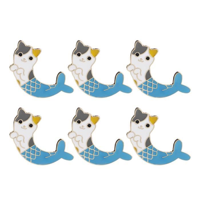 6 Pieces Mode Premium Dessin Anime Sirene Chat Beaux Bijoux Broches Du Sein Pour Filles Femmes Dames Pince A Cravate Cdiscount Pret A Porter