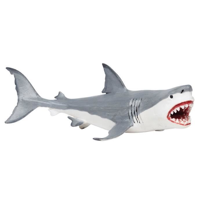 Safari requin Megalodon junior 19 cm caoutchouc gris/blanc