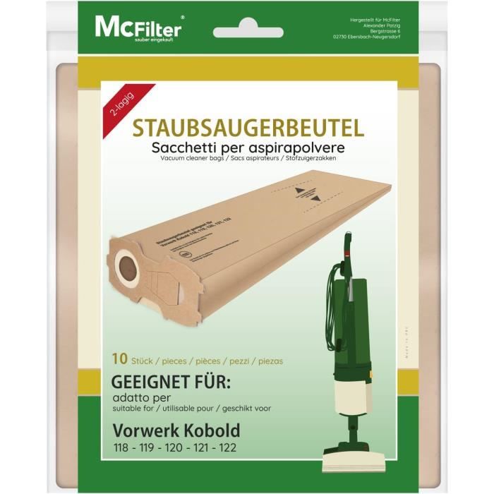 Sacchetti Aspirapolvere Vorwerk Kobold VK118-122 - 20 Pezzi, Carta Filtro 2 Strati - Foto 11