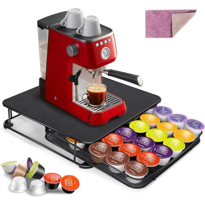 Tiroir à Capsules De Café Wrobic - Rangement Pour 20 Capsules Nespresso Ou Dolce Gusto, Noir
