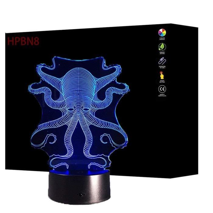 Johnny Hallyday Télécommande Ou Touch Control 7 Couleurs Veilleuse 3D