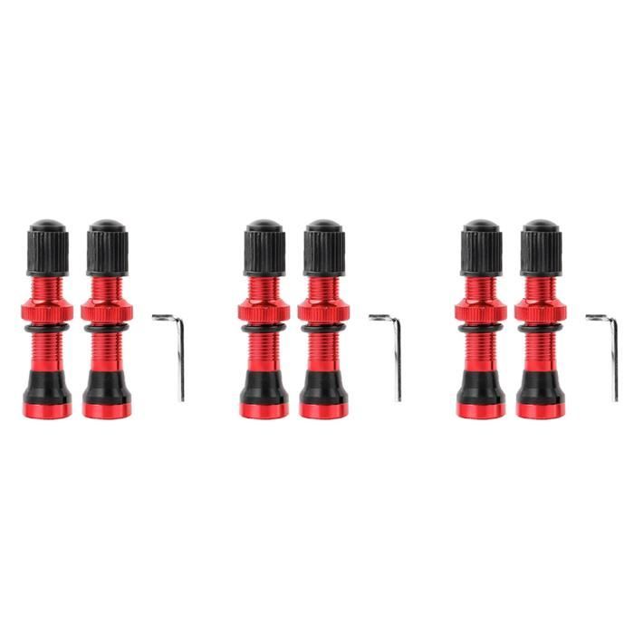 Paire De Valves Tubeless 40 Mm Pour Vélo - Tige Schrader 10 Mm, Alliage Aluminium, Rouge - 5