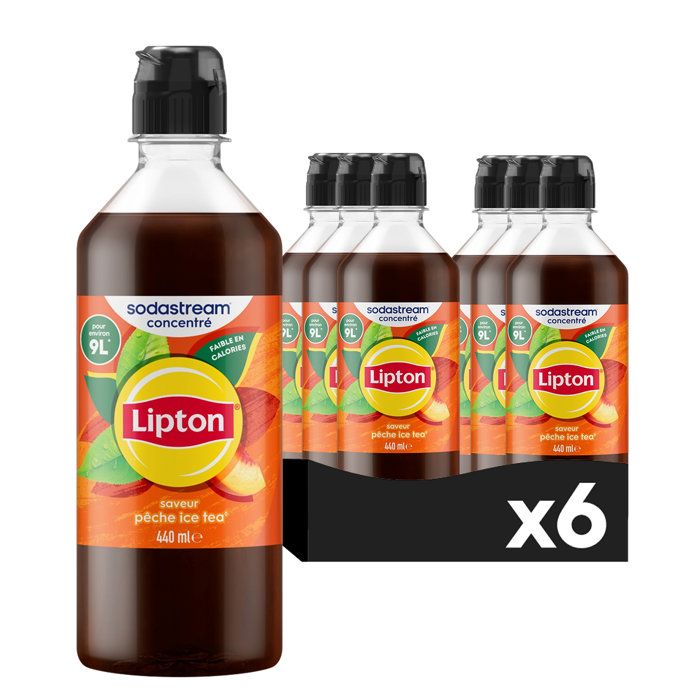 Sodastream Concentrés - Lot de 6 concentrés Lipton Ice Tea - Jusquà 54L de boissons - 440 ml