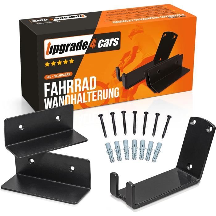 Support Vélo Mural Horizontal Noir – Fixation Solide Garage & Appartement, Jusqu’à 50 Kg, Pour VTT, Route, BMX – Avec Niveau à Bulle