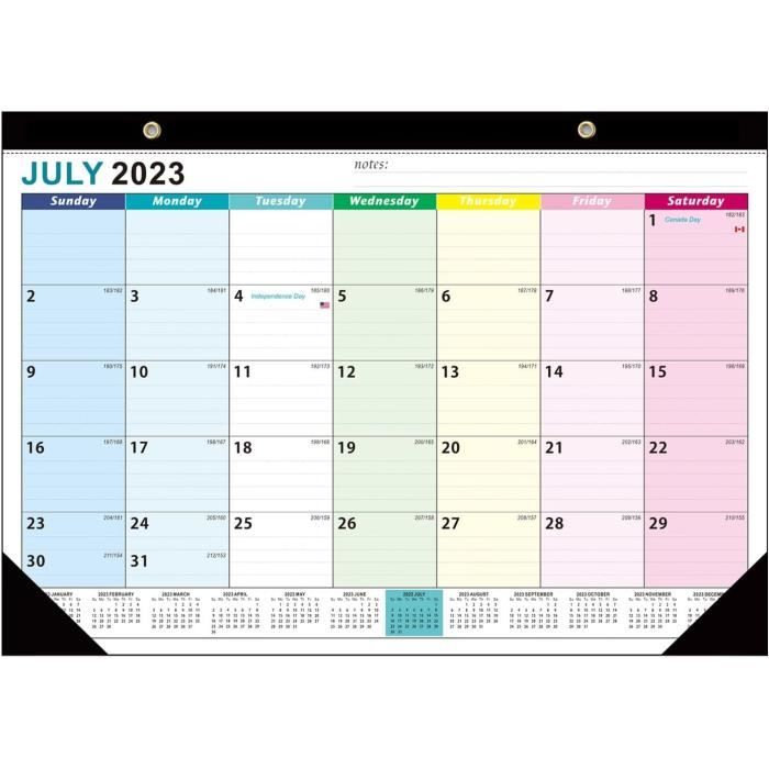 Calendrier De Bureau 2023-2024 Pliable - De Juillet 2023 à Décembre 2024, Reliure Spirale, Format Debout 48x16,3 Cm - 5
