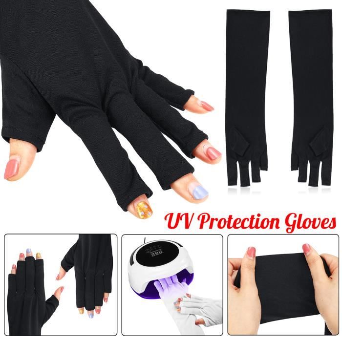Gants De Protection UV Sans Doigts - Pour Lampe à Ongles En Gel Et Activités Extérieures