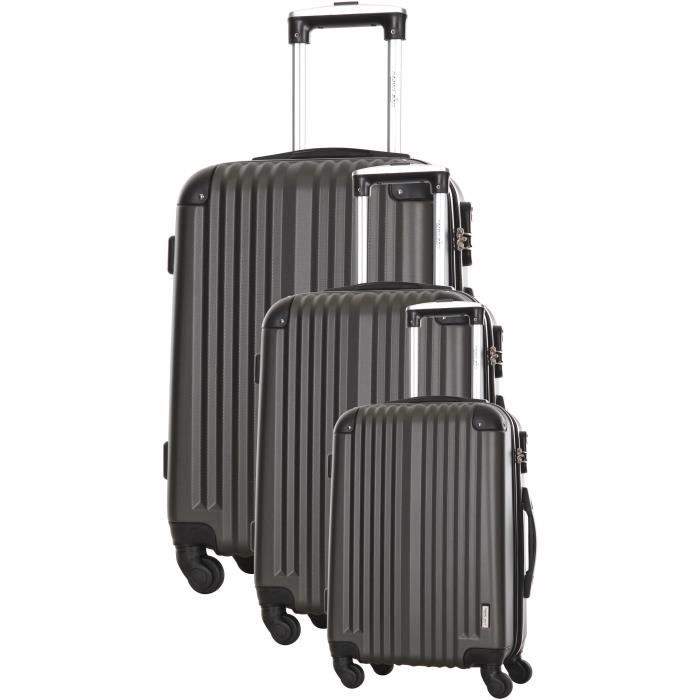Travel One Set 3 Valises 4 Roues 50 60 70 Cm Gris Abs Langford