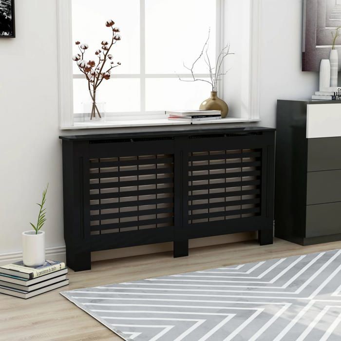 Cache-radiateur vidaXL - MDF - 152x19x81,5 cm - Anthracite - Espace de rangement - vue 6