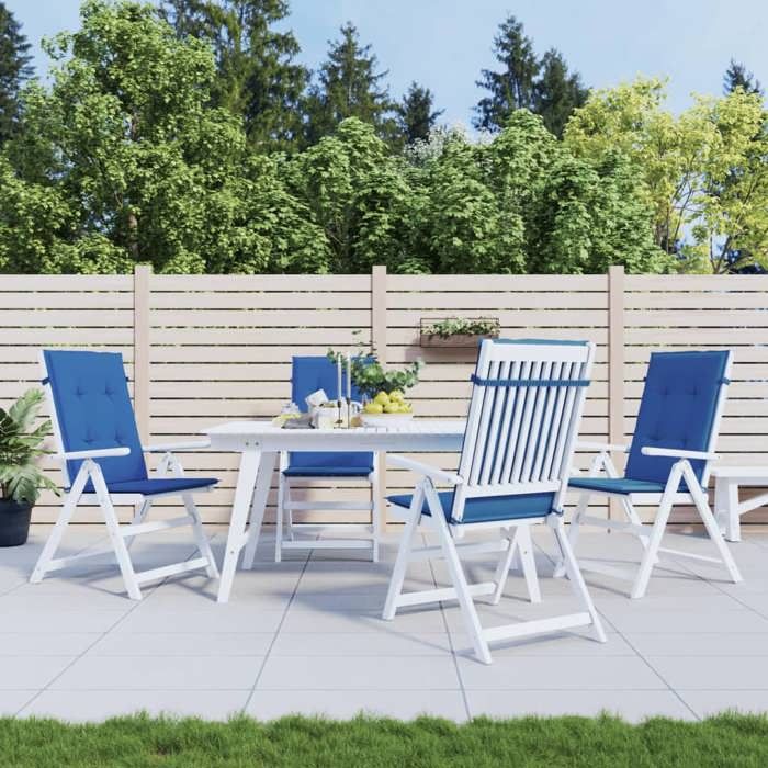 vidaXL Coussins de chaise de jardin à dossier haut lot de 4 royal 314117