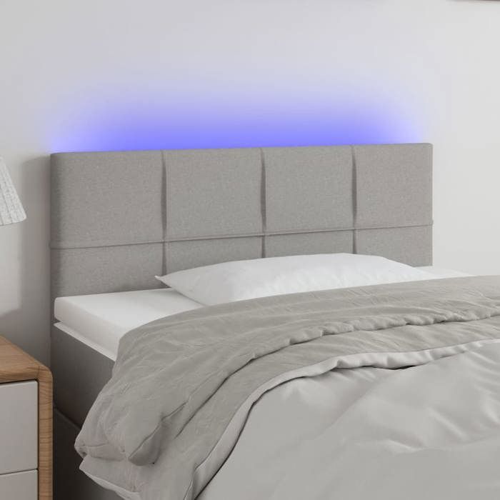 vidaXL Tête de Lit à LED Meuble de Chambre à Coucher Accessoire de Lit Simple Tête de Cadre de Lit Intérieur Gris Clair 3121586