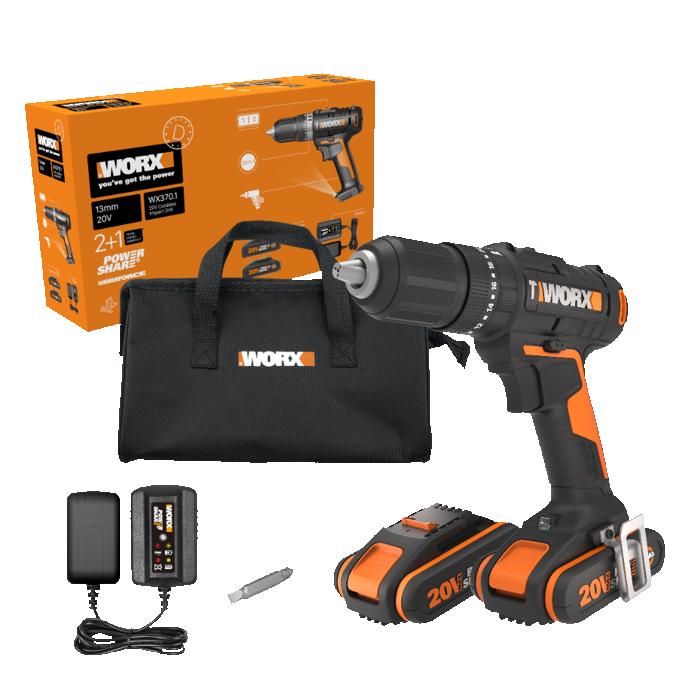 WORX Perceuse visseuse à percussion sans fil 20V WX370.1 - vue 1
